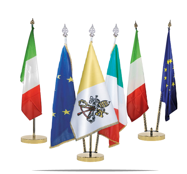 KIT IN OTTONE LUCIDO PER BANDIERE DA INTERNO